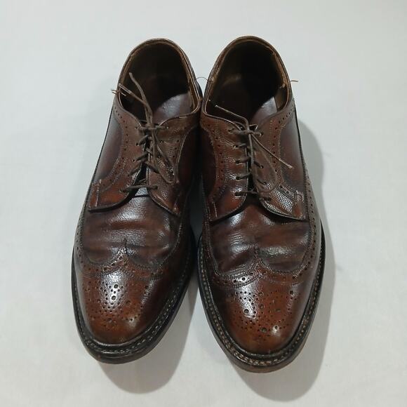 Allen Edmonds Mens Wingtip Oxford Shoes 10.5C Brown Leather Brogue Dress Vintage main image 4